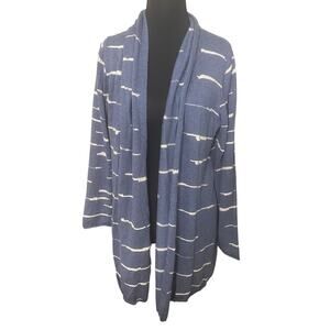 ZOZO Blue‎ White Open Front Cardigan Sweater Women’s Size M cozy layering fall